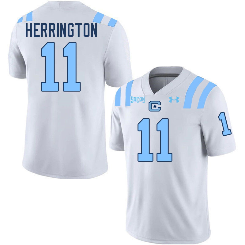 The Citadel Bulldogs #11 Beau Herrington College Football Jerseys,Uniforms-White